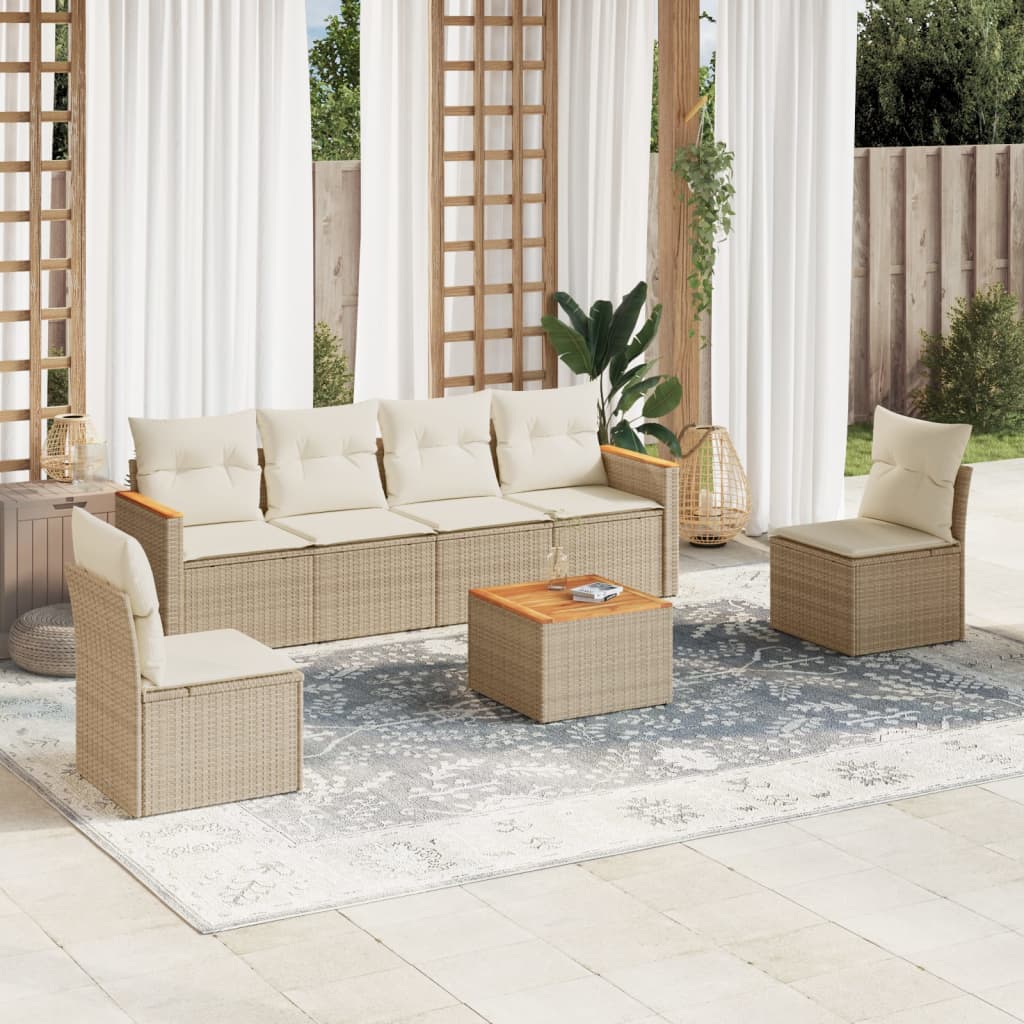 vidaXL 6-piece Lounge Set with Cushions Poly Rattan Black