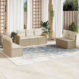 vidaXL 7-delige Loungeset met kussens poly rattan zwart