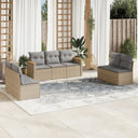 vidaXL 7-delige Loungeset met kussens poly rattan zwart