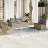 vidaXL 7-delige Loungeset met kussens poly rattan zwart