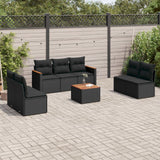 vidaXL 7-delige Loungeset met kussens poly rattan zwart