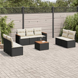 vidaXL 7-delige Loungeset met kussens poly rattan zwart