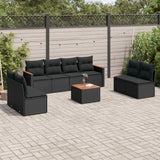 vidaXL 8-delige Loungeset met kussens poly rattan zwart