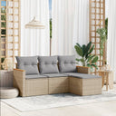 vidaXL 4-delige Loungeset met kussens poly rattan zwart