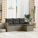 vidaXL 4-delige Loungeset met kussens poly rattan zwart