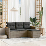vidaXL 4-delige Loungeset met kussens poly rattan zwart