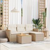 vidaXL 4-delige Loungeset met kussens poly rattan zwart