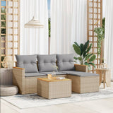 vidaXL 4-delige Loungeset met kussens poly rattan zwart