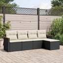 vidaXL 5-piece Lounge Set with Cushions Poly Rattan Black