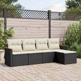 vidaXL 5-piece Lounge Set with Cushions Poly Rattan Black