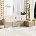 vidaXL 5-piece Lounge Set with Cushions Poly Rattan Black