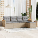 vidaXL 5-piece Lounge Set with Cushions Poly Rattan Black