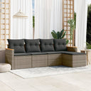 vidaXL 5-piece Lounge Set with Cushions Poly Rattan Black