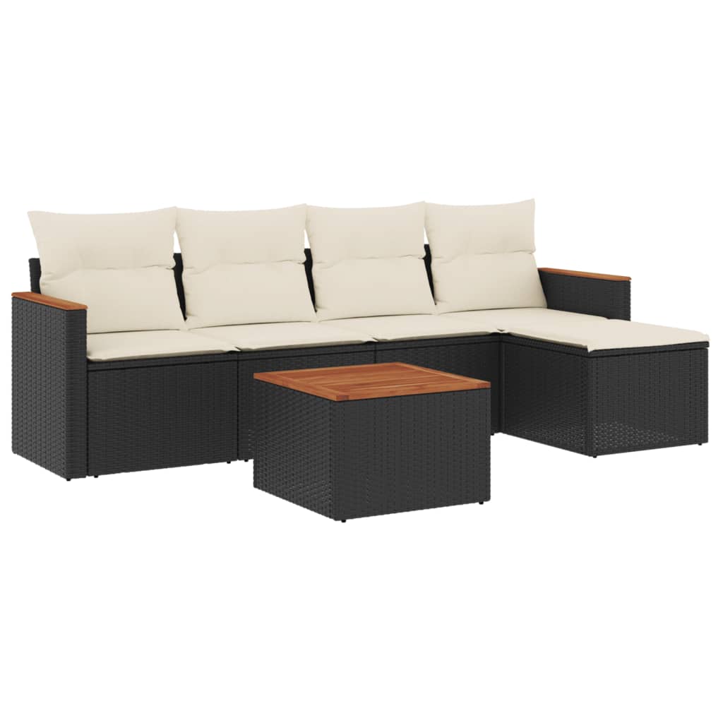 vidaXL 5-piece Lounge Set with Cushions Poly Rattan Black
