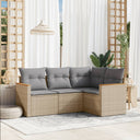 vidaXL 4-delige Loungeset met kussens poly rattan zwart