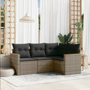 vidaXL 4-delige Loungeset met kussens poly rattan zwart