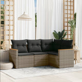 vidaXL 4-delige Loungeset met kussens poly rattan zwart