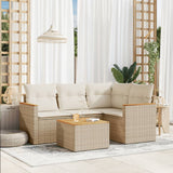 vidaXL 4-delige Loungeset met kussens poly rattan zwart