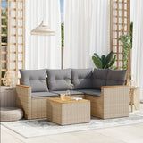 vidaXL 4-delige Loungeset met kussens poly rattan zwart