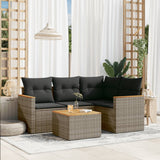 vidaXL 4-delige Loungeset met kussens poly rattan zwart