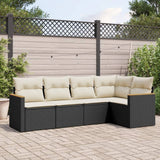 vidaXL 5-delige Loungeset met kussens poly rattan zwart