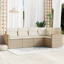 vidaXL 5-delige Loungeset met kussens poly rattan zwart