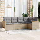 vidaXL 5-delige Loungeset met kussens poly rattan zwart