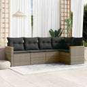 vidaXL 5-delige Loungeset met kussens poly rattan zwart