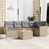 vidaXL 5-delige Loungeset met kussens poly rattan zwart