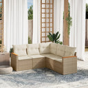 vidaXL 5-delige Loungeset met kussens poly rattan zwart