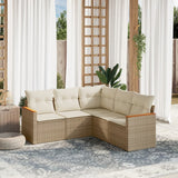vidaXL 5-delige Loungeset met kussens poly rattan zwart