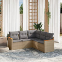 vidaXL 5-delige Loungeset met kussens poly rattan zwart