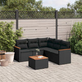 vidaXL 5-delige Loungeset met kussens poly rattan zwart