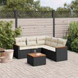 vidaXL 5-delige Loungeset met kussens poly rattan zwart