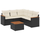 vidaXL 5-delige Loungeset met kussens poly rattan zwart