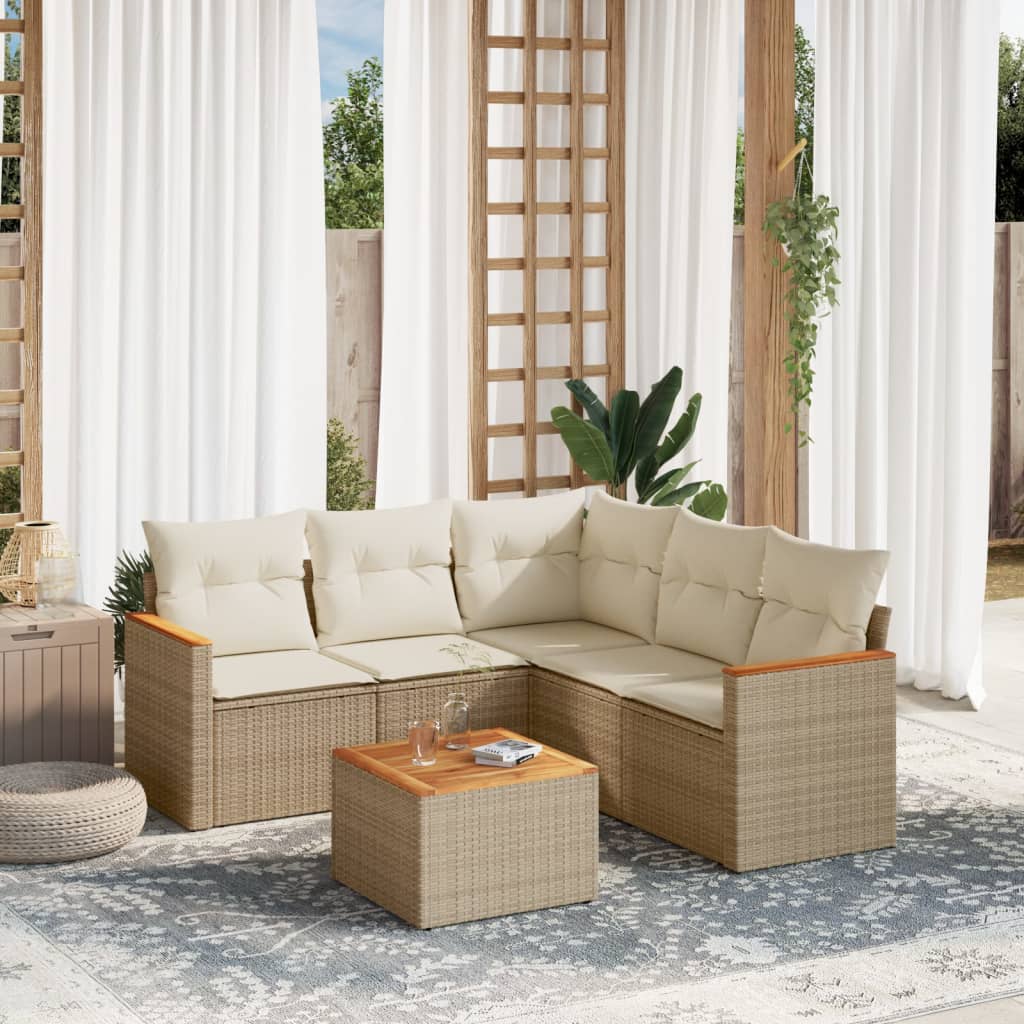 vidaXL 5-delige Loungeset met kussens poly rattan zwart