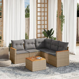 vidaXL 5-delige Loungeset met kussens poly rattan zwart