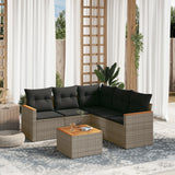 vidaXL 5-delige Loungeset met kussens poly rattan zwart