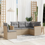 vidaXL 5-delige Loungeset met kussens poly rattan zwart