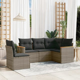 vidaXL 5-delige Loungeset met kussens poly rattan zwart