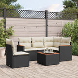 vidaXL 5-delige Loungeset met kussens poly rattan zwart