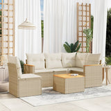 vidaXL 5-delige Loungeset met kussens poly rattan zwart