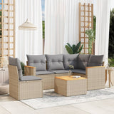 vidaXL 5-delige Loungeset met kussens poly rattan zwart