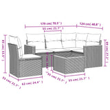 vidaXL 5-delige Loungeset met kussens poly rattan zwart