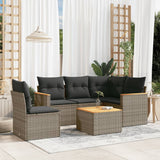 vidaXL 5-delige Loungeset met kussens poly rattan zwart