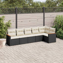 vidaXL 6-delige Loungeset met kussens poly rattan zwart