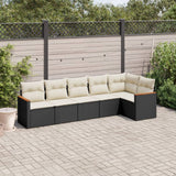 vidaXL 6-delige Loungeset met kussens poly rattan zwart