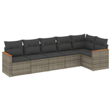 vidaXL 6-delige Loungeset met kussens poly rattan zwart
