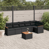 vidaXL 6-delige Loungeset met kussens poly rattan zwart