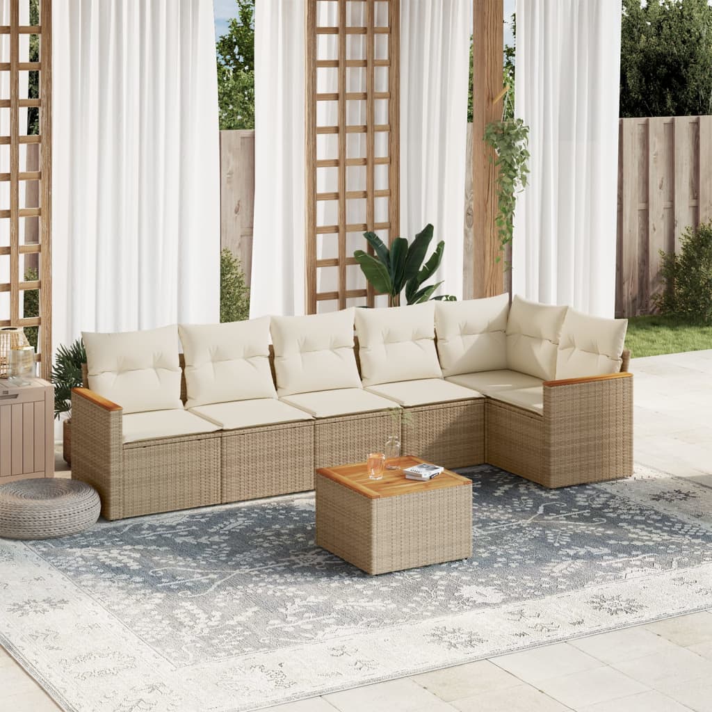 vidaXL 6-delige Loungeset met kussens poly rattan zwart